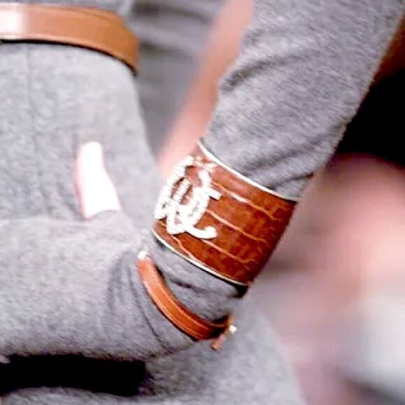 Ralph Lauren Collection * Fall '05 Crystal Logo Sterling Alligator Cuff Bracelet - Picture 3 of 16